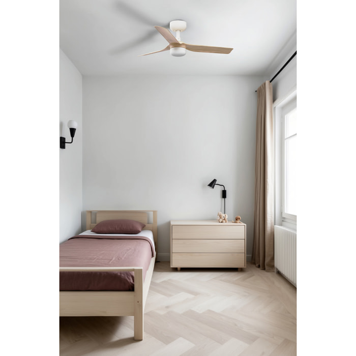 MINI PUNT S LED Ventilateur blanc/bois clair DC
