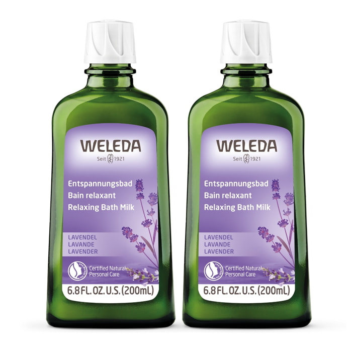 WELEDA - Duo  Bain relaxant à la Lavande - Calme et sérénité -  Vegan* - Certifié Natrue**- Flacon 200 ml  x 2