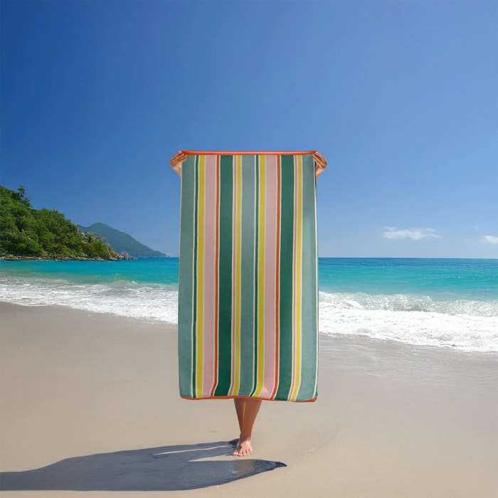 Serviette de plage éponge velours Jacquard - Dalia - 100x175cm - 470g/m²