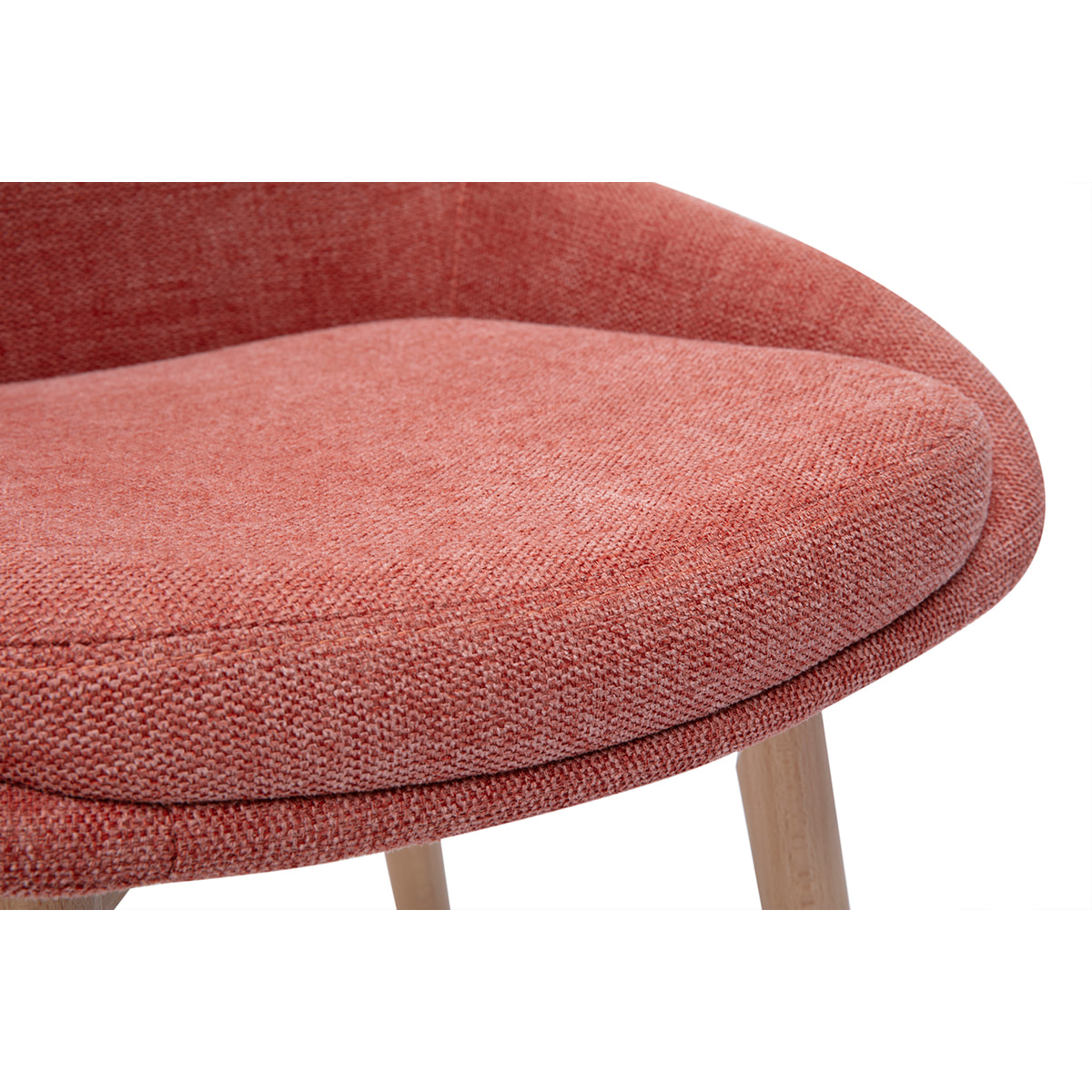 Chaises scandinaves en tissu effet velours texturé terracotta et bois clair massif (lot de 2) HOLO