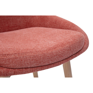 Chaises scandinaves en tissu effet velours texturé terracotta et bois clair massif (lot de 2) HOLO