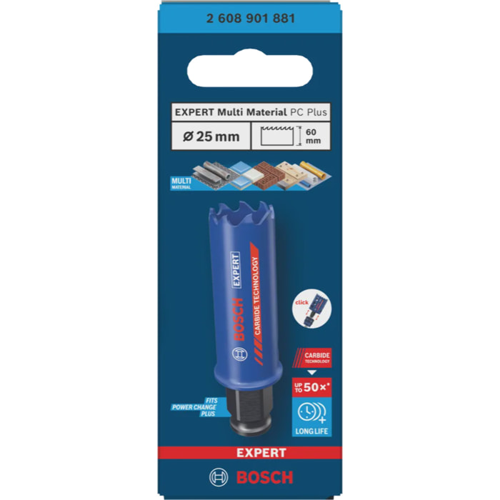 Scie trépan EXPERT Multi Material PC Plus Ø. 25mm - BOSCH - 2608901881