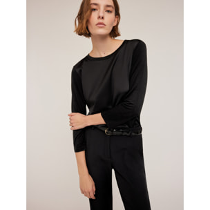 Motivi - Camiseta basic bimaterial - Negro