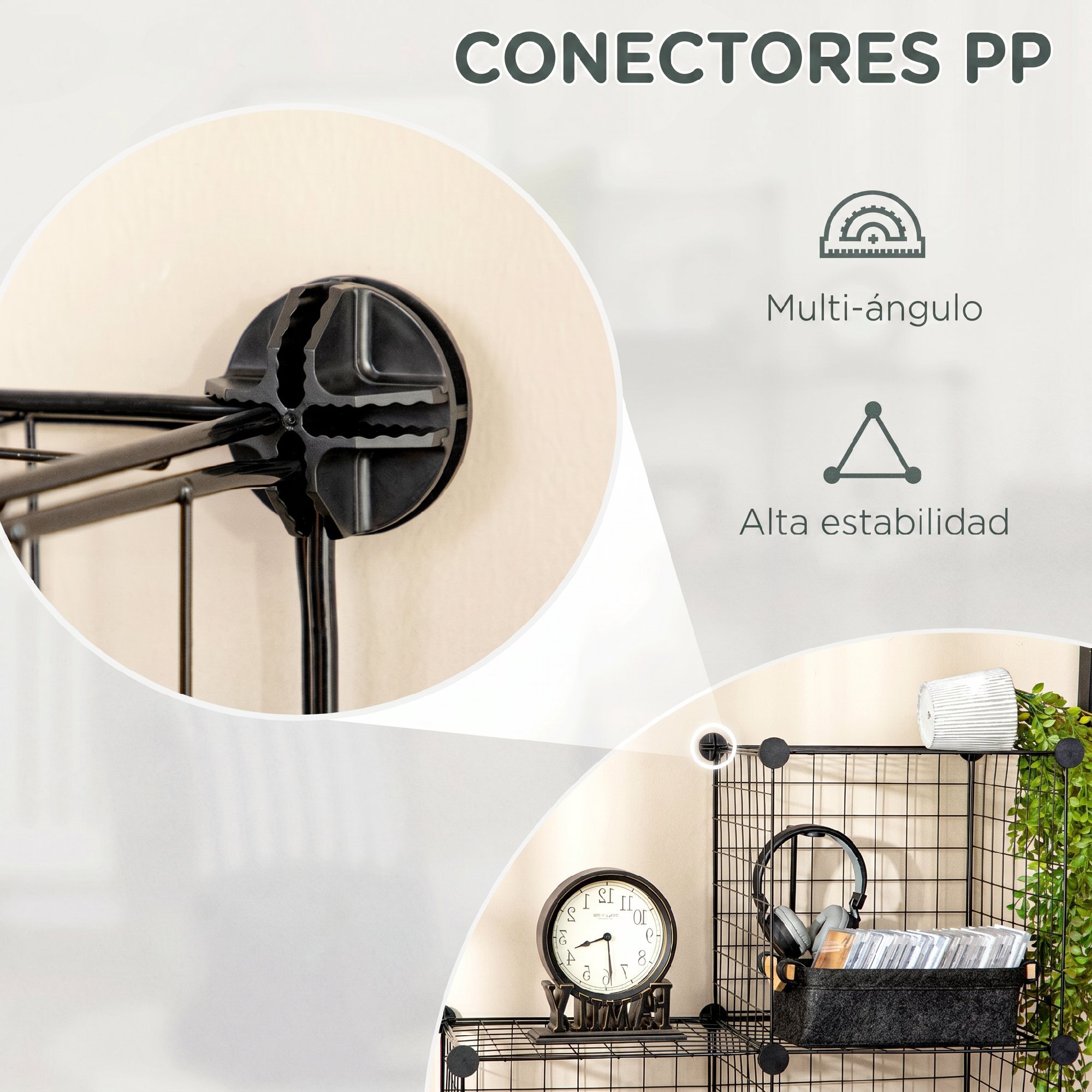 Estantería Modular de 9 Cubos, Estantería Apilable de Alambre DIY, Organizador de Almacenamiento Multiuso, para Salón, Dormitorio, Negro
