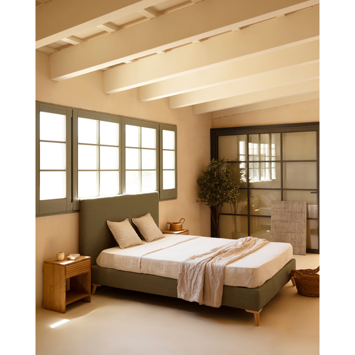 Lit rembourré en lin vert pour les matelas en différentes tailles