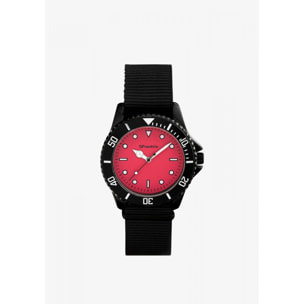 Reloj de aviador nylon color negro y rosa