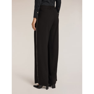 Motivi - Pantaloni palazzo con piping gioiello - Nero