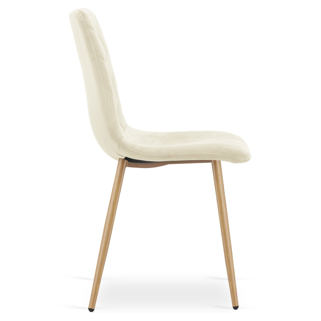 Set di 3 sedie Turin in velluto beige chiaro e gambe effetto legno