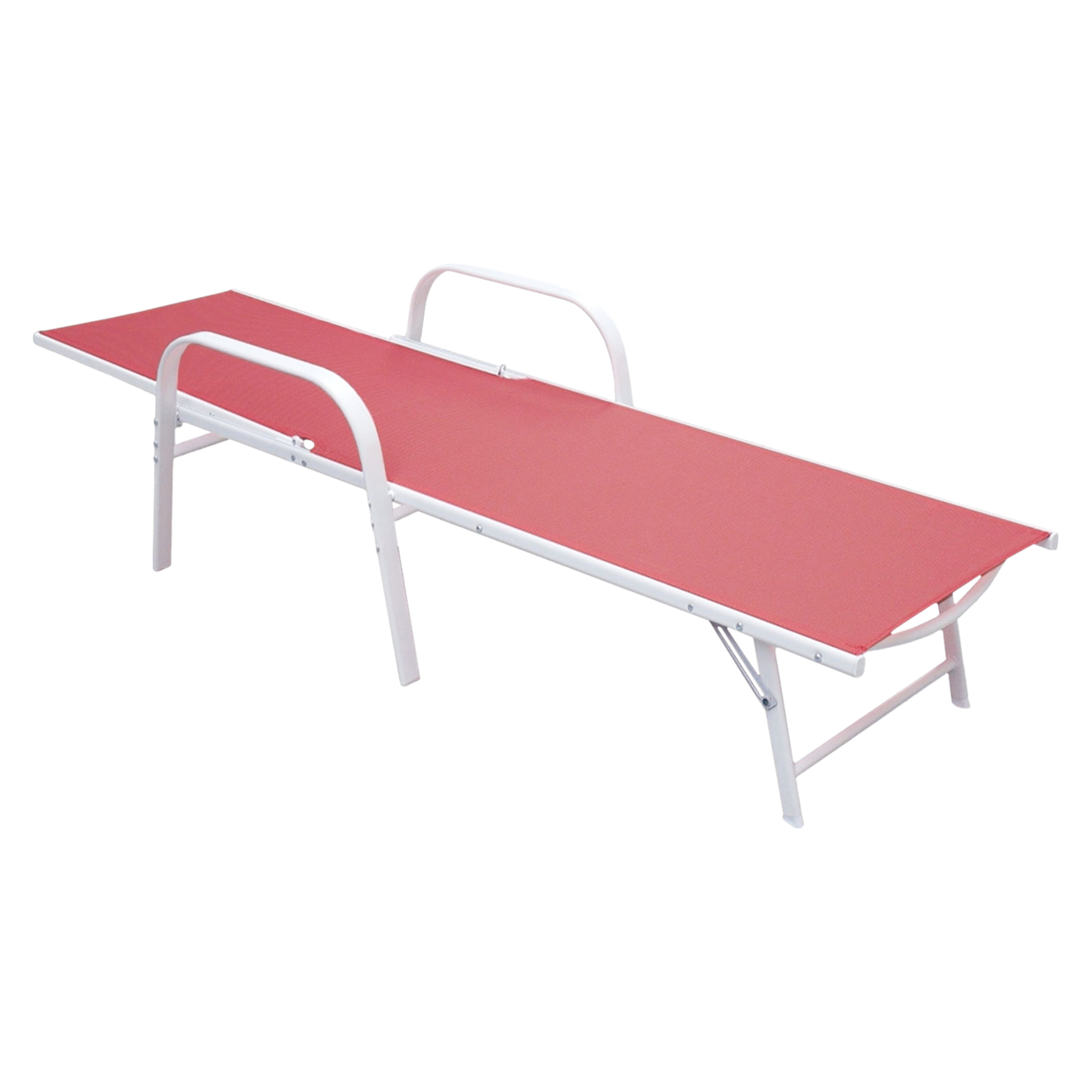 Lot de 2 bains de soleil SARDINIA en textilène rose - structure blanche