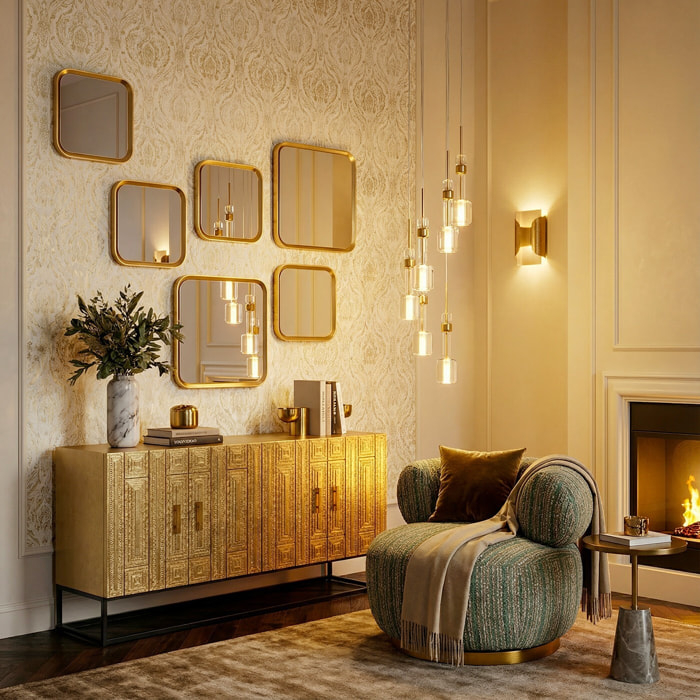 Miroir Vincenza 63x63cm doré Kare Design