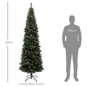 Árbol de Navidad 225 cm Árbol de Navidad Artificial con 980 Ramas 75 Piñas y Soporte de Metal Árbol Navideño para Salón Interior Verde
