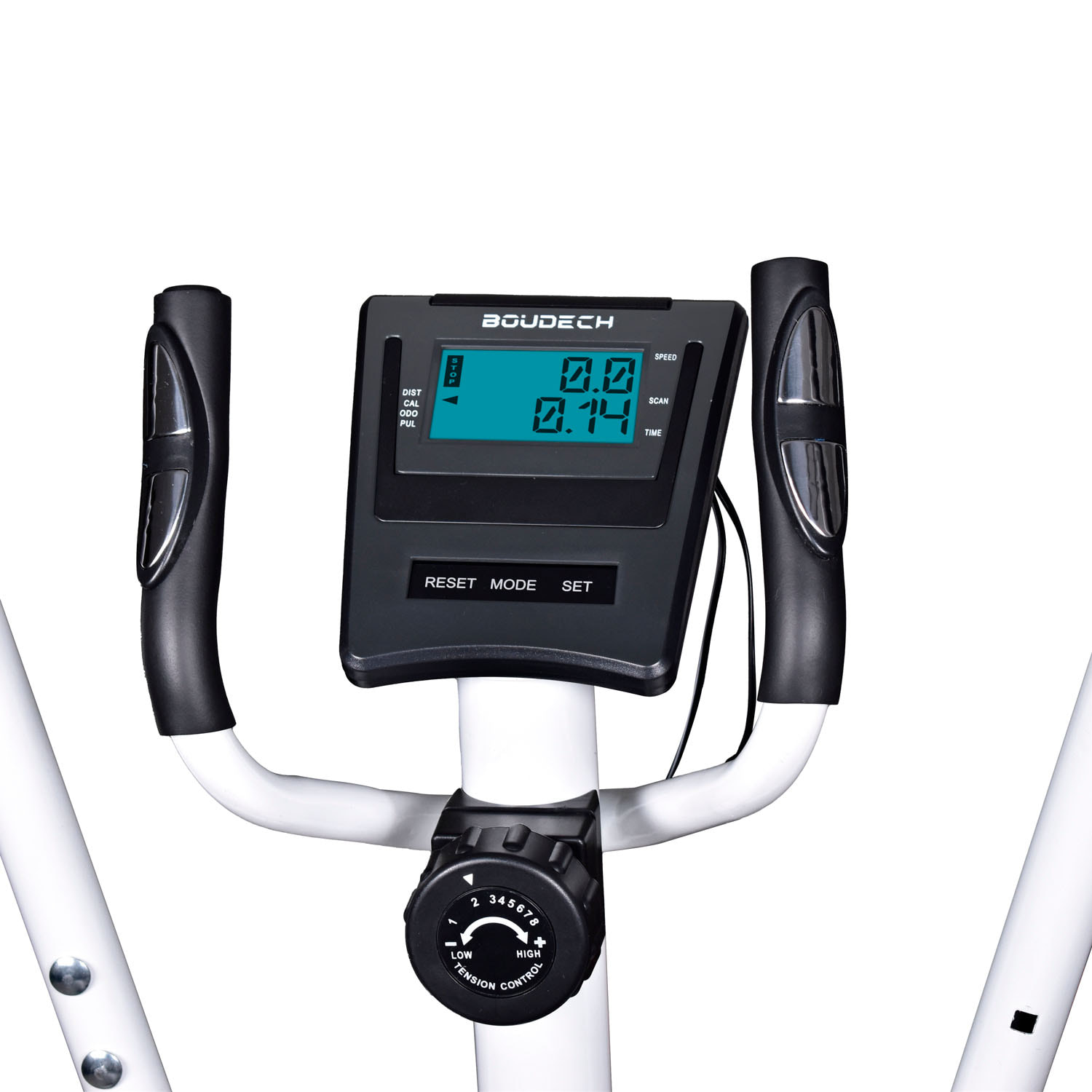 Bici cyclette ellittica bidirezionale con volano da 5kg ultra silenzioso, resistenza magnetica 8 livelli cardio. Bianco