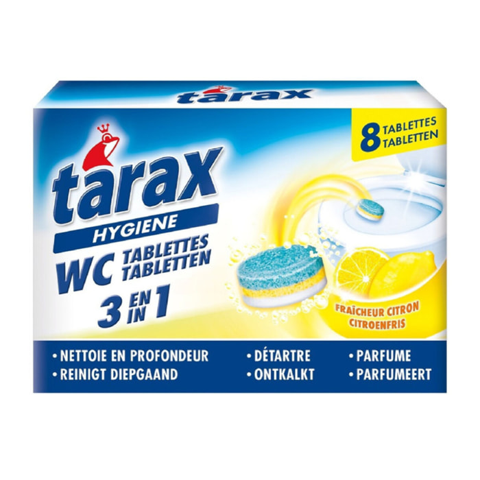 Pack de 8 - Tarax - WC tablettes '3 en 1' - 8 tablettes