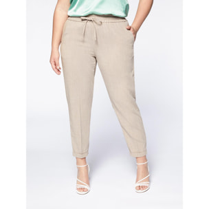 Fiorella Rubino - Pantaloni joggers in tela - Beige