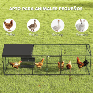 Gallinero para Exterior Grande, 3x1x1 m, Gallinero Metálico con Cubierta Tela Oxford, Anti-UV e Impermeable, 2 Puertas con Cerradura, Jaula para 3-5 Gallinas, Patos o Conejos, Negro