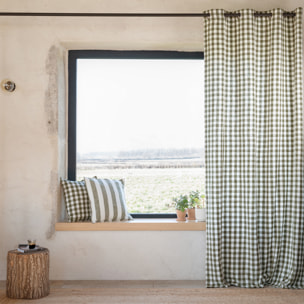 Rideau 100% coton vichy LOURMARIN - Kaki