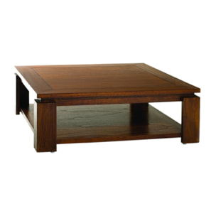 LAUREN- Table basse carrée marron sous plateau 90x90cm bois Mindi