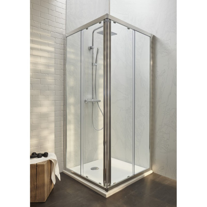 Jacob Delafon - Pack douche avec receveur Ipso, colonne douche Brigitte et paroi de douche Serenity