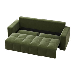MIDLAND Canapé convertible 3 places avec coffre en bouclette vert