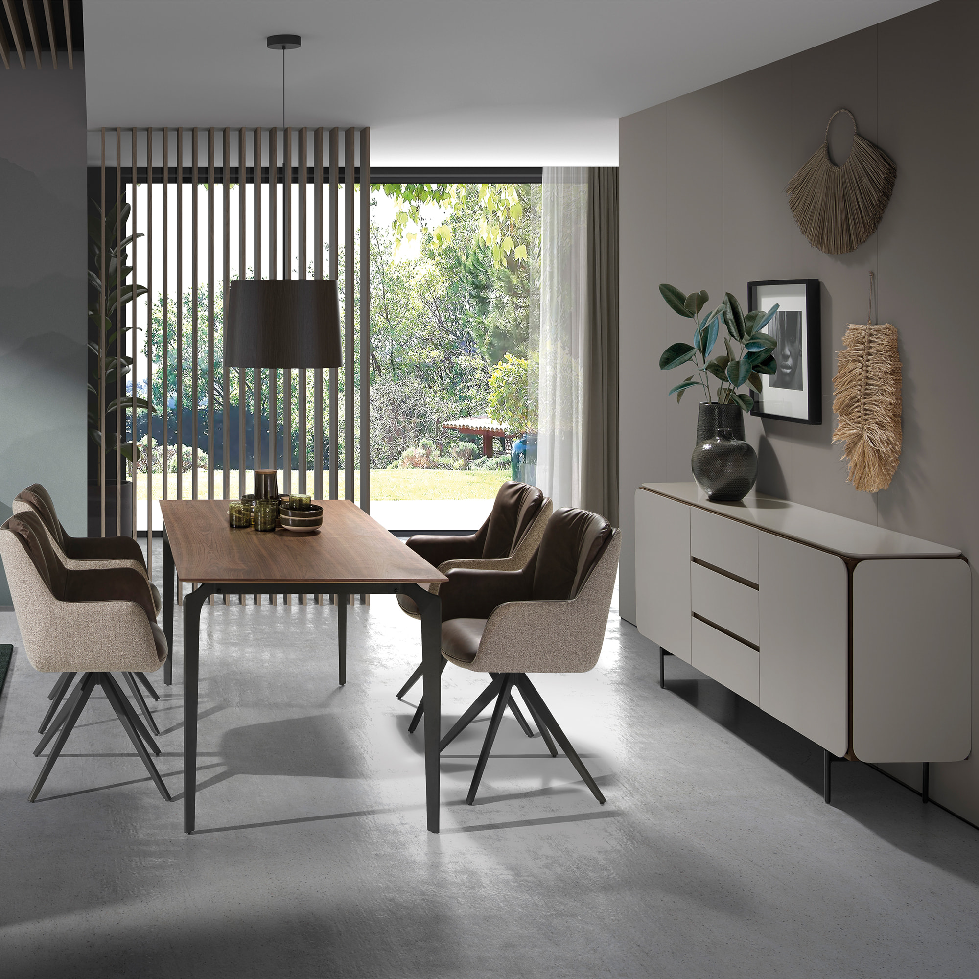 Aparador – Crema mate y nogal