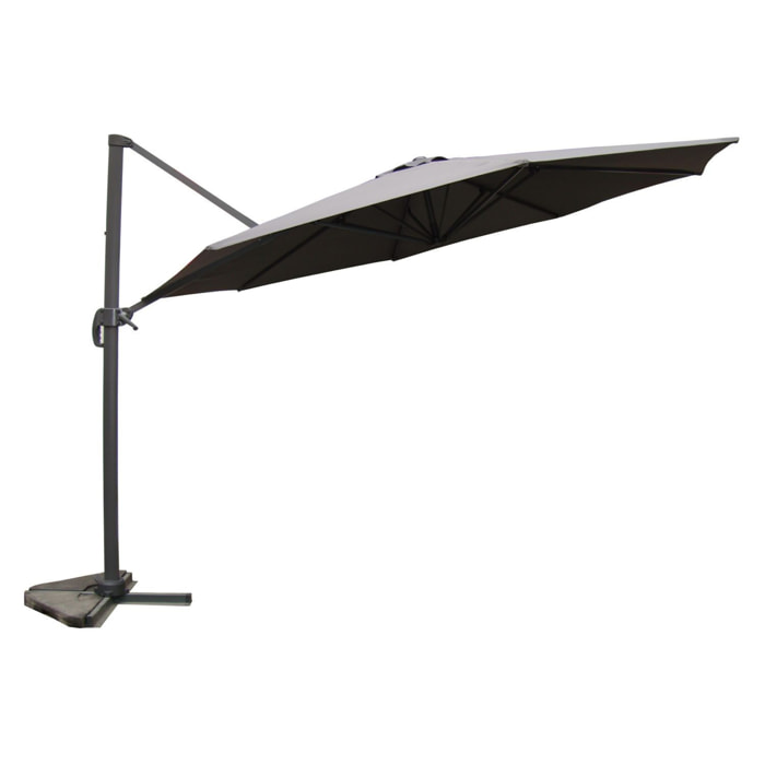 Parasol déporté et rotatif Ø 3,5 m gris TARGA