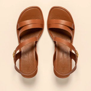 Sandalias con tacón N852 SOFT NAPPA CUERO/ GAIA color Cuero