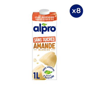 8 x 1L - Alpro - Boisson Végétale - Amandes non grillées sans sucres