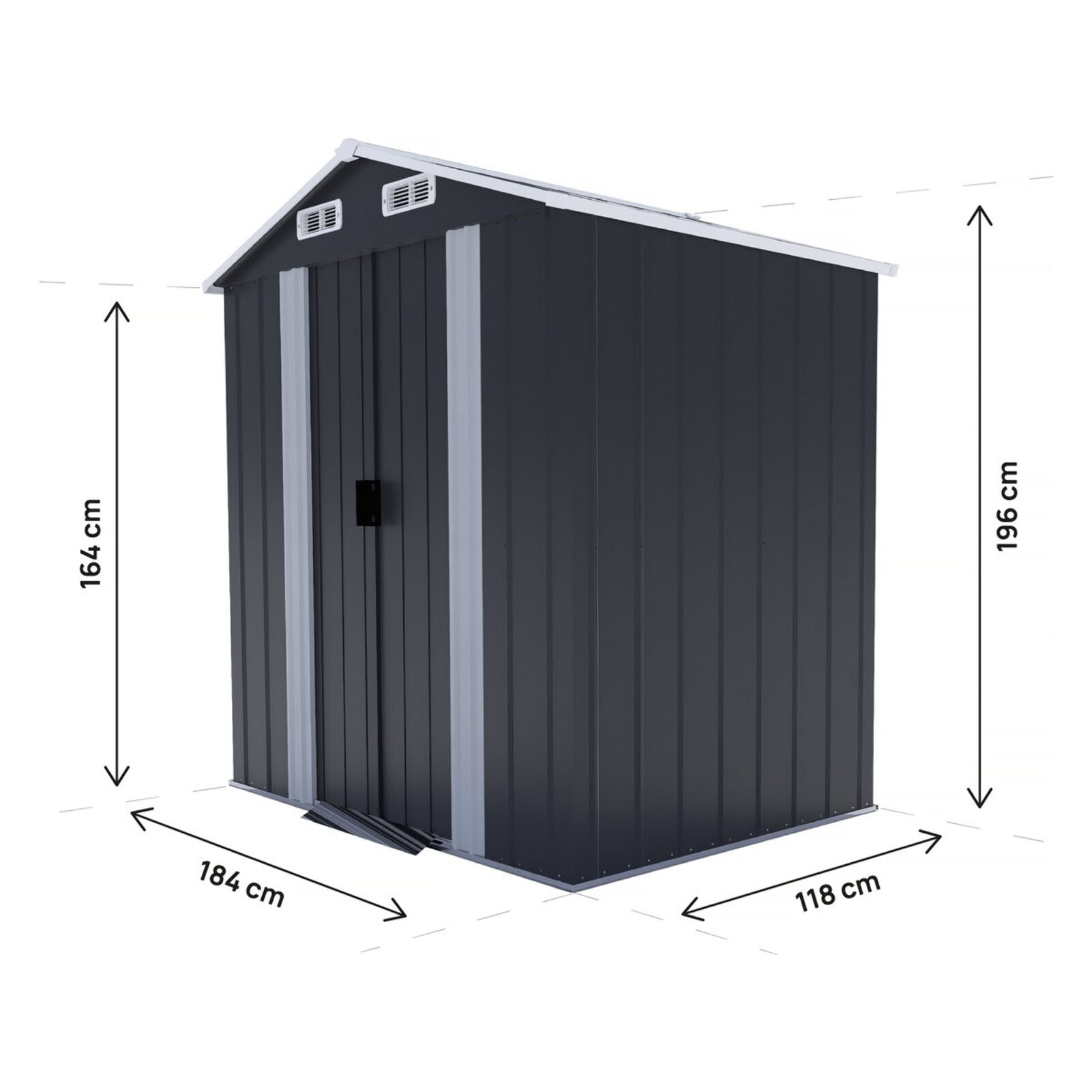Abri de jardin en métal avec porte coulissante "Boston" - 2,17 m² - Gris