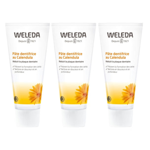 WELEDA - Trio Pâte dentifrice au Calendula - Protège et renforce les gencives -  Vegan* - Certifié Natrue** - Tube 75 ml  x 3