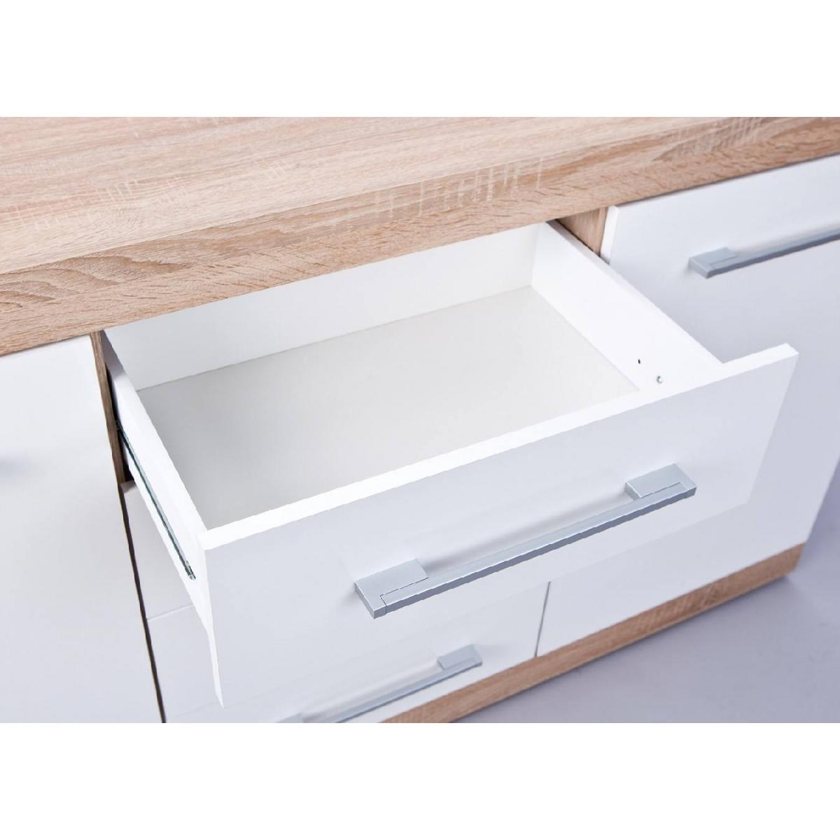 Buffet 2 ante 4 cassetti in laminato finitura rovere e bianco laccato