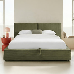 Lit coffre avec tête de lit en velours côtelé - ARNO