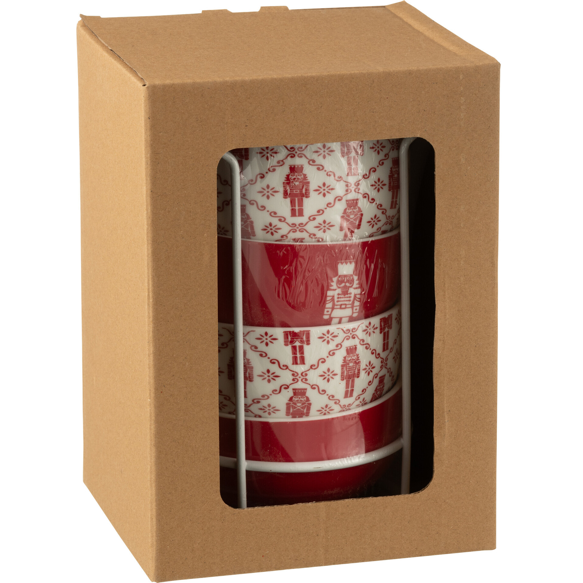 J-Line bol + socle Casse-Noisette - métal/céramique - rouge - boîte de 4