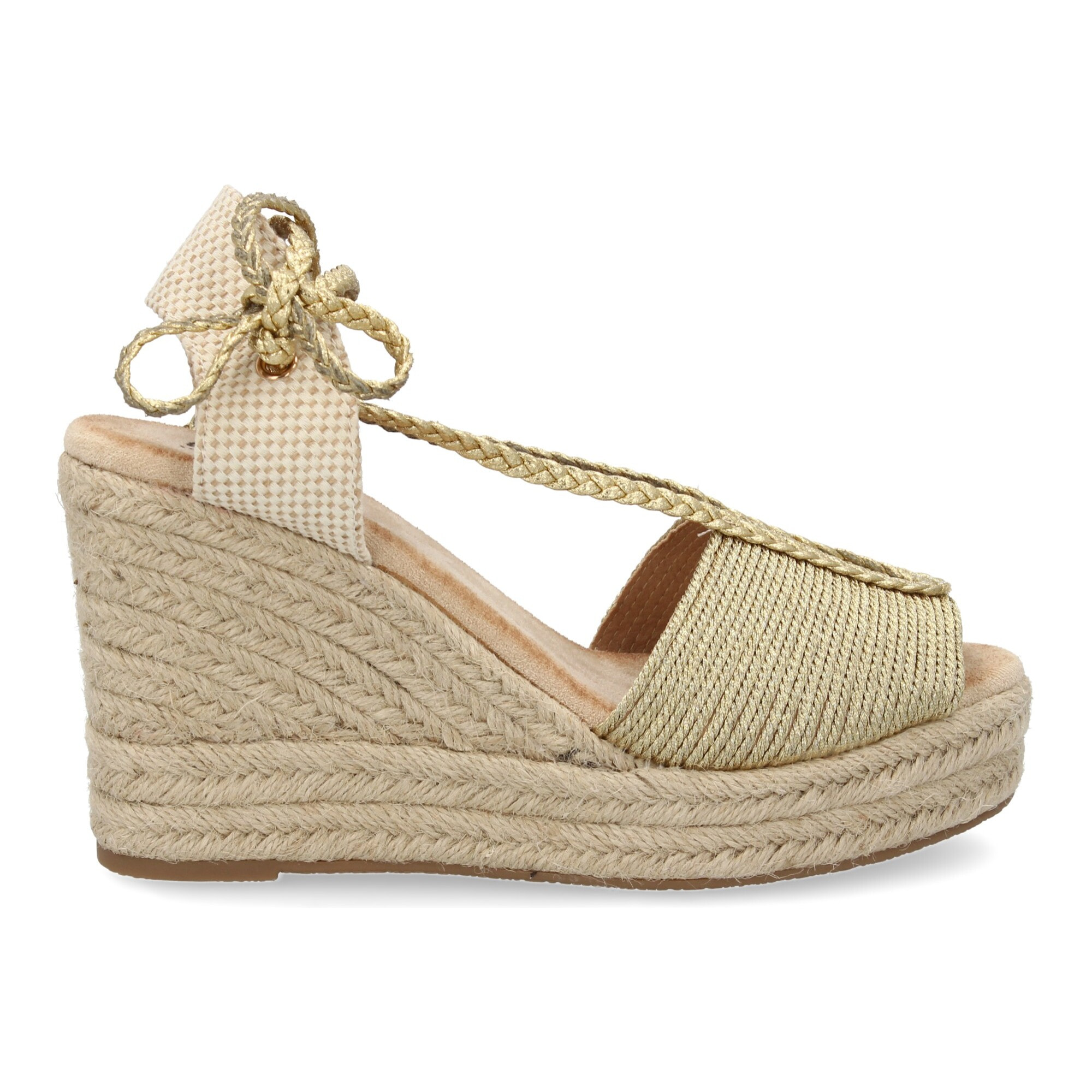 Sandalia de cuña de yute para mujer, comodas y elegantes, diseño moderno con cierre de cordones