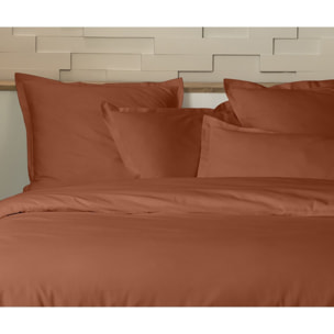 Parure housse de couette 2pcs 100% percale de coton 80 fils_ terracotta