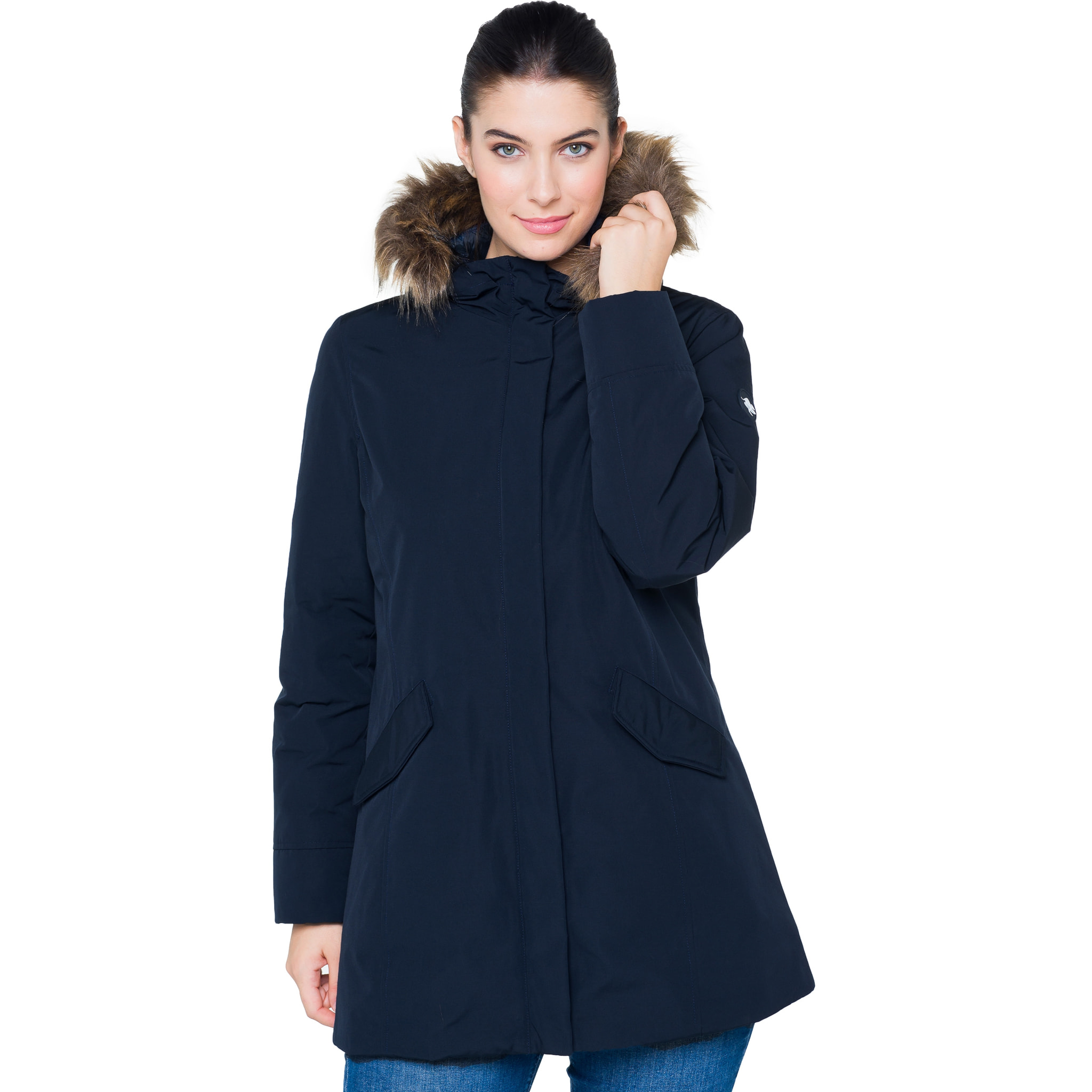 Parka larga Hot Buttered Mathilde con capucha ajustable Azul Marino