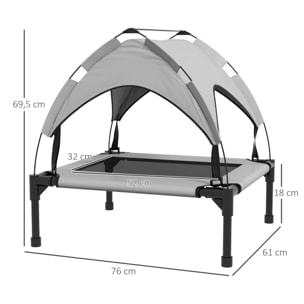 Cama para Perros Elevada con Toldo Cama para Perros Grandes con Marco de Acero y Bolsa de Transporte para Interior y Exterior 76x61x69,5 cm Gris