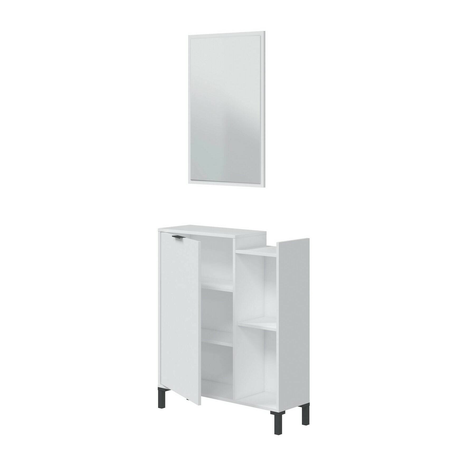 Mobile sottolavabo Argusto, Mobiletto da bagno, Contenitore porta lavabo, Armadio per lavandino, 77x24 h91 cm, Bianco