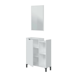 Mobile sottolavabo Argusto, Mobiletto da bagno, Contenitore porta lavabo, Armadio per lavandino, 77x24 h91 cm, Bianco