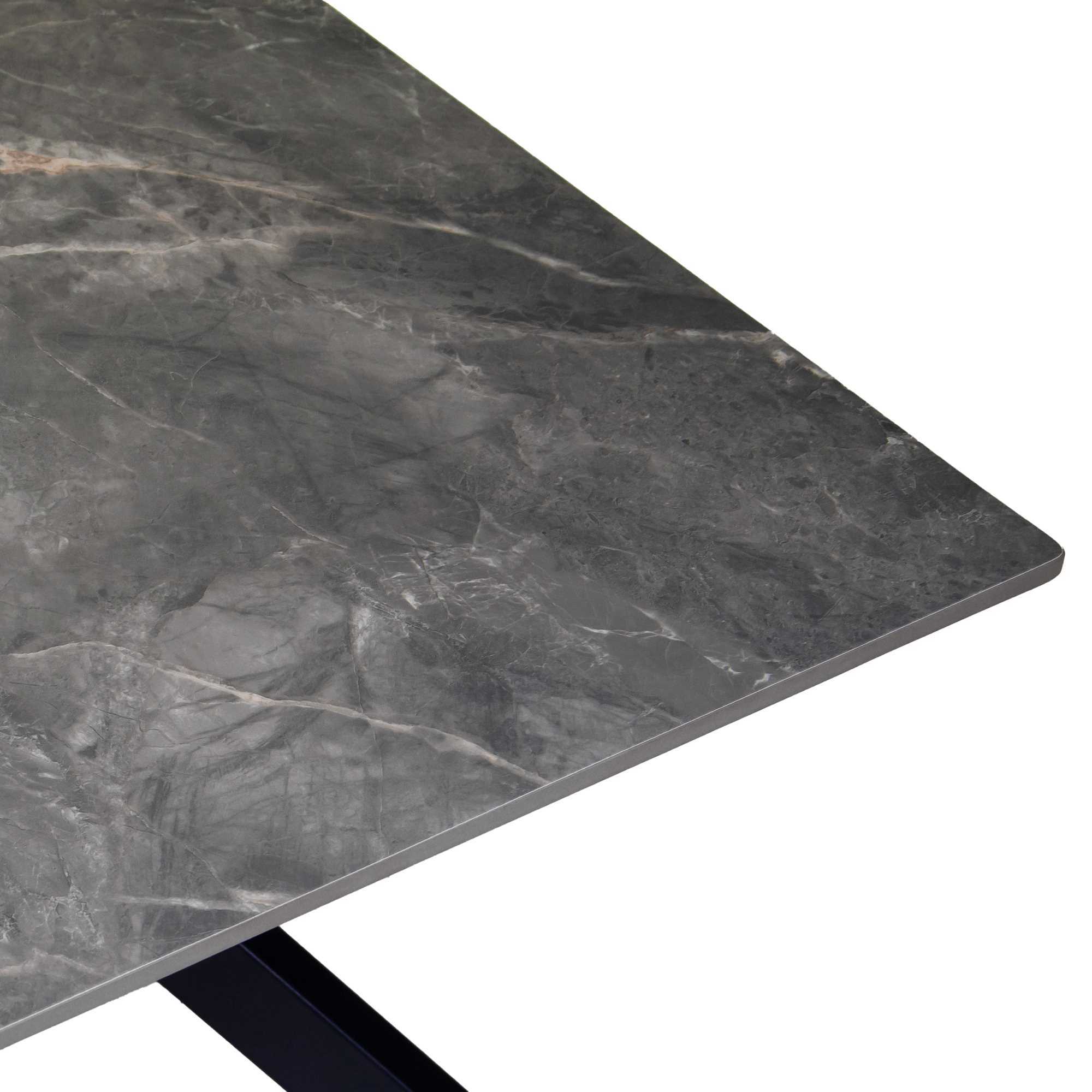 Tavolino Vacchetti in metallo con piano in pietra sinterizzata grigia cm65x65h45