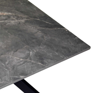 Tavolino Vacchetti in metallo con piano in pietra sinterizzata grigia cm65x65h45