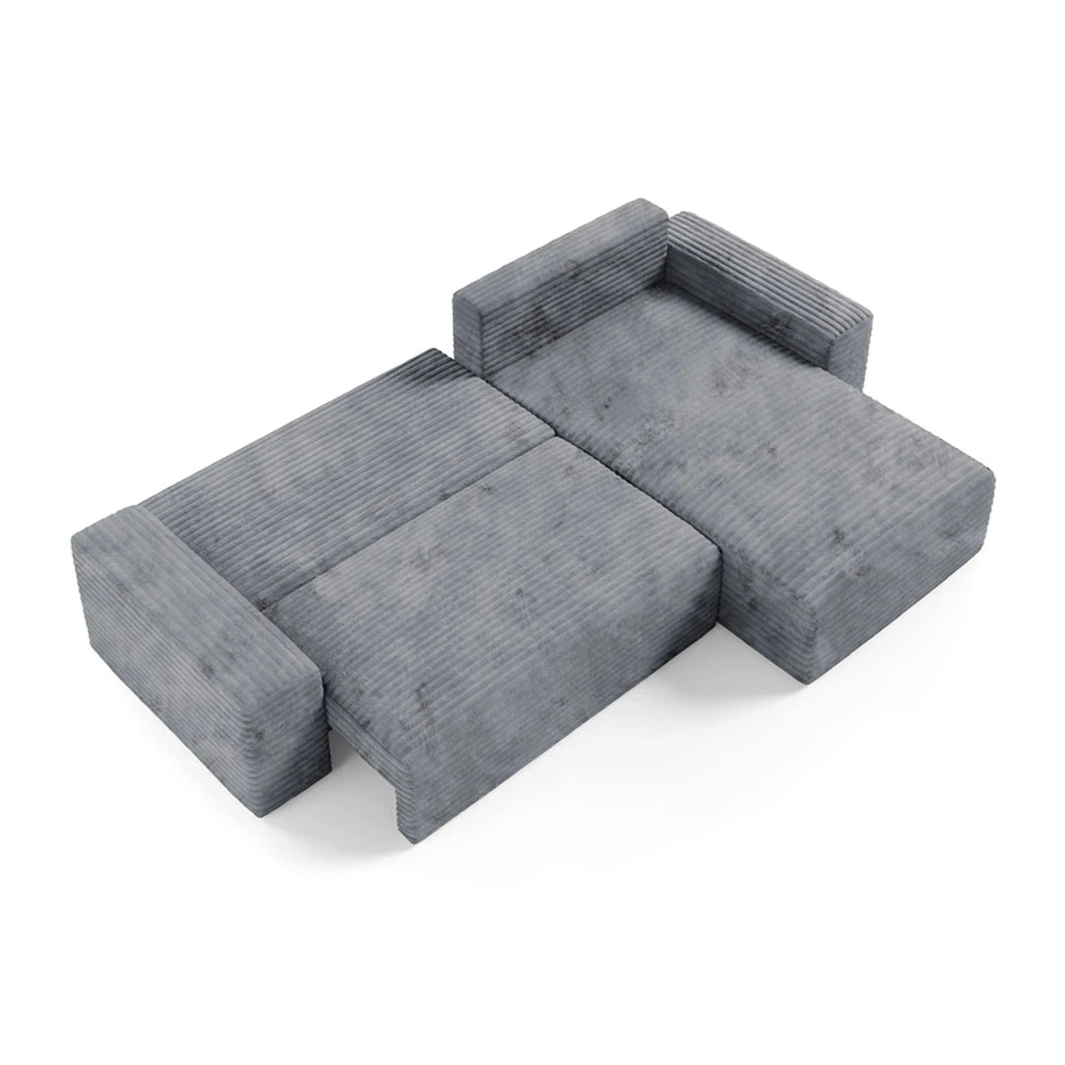 EDEN - Canapé d'angle convertible et réversible 4 places en côtelé gris
