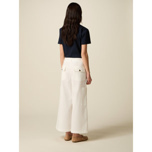 Oltre - Pantalones cargo cropped - Blanco