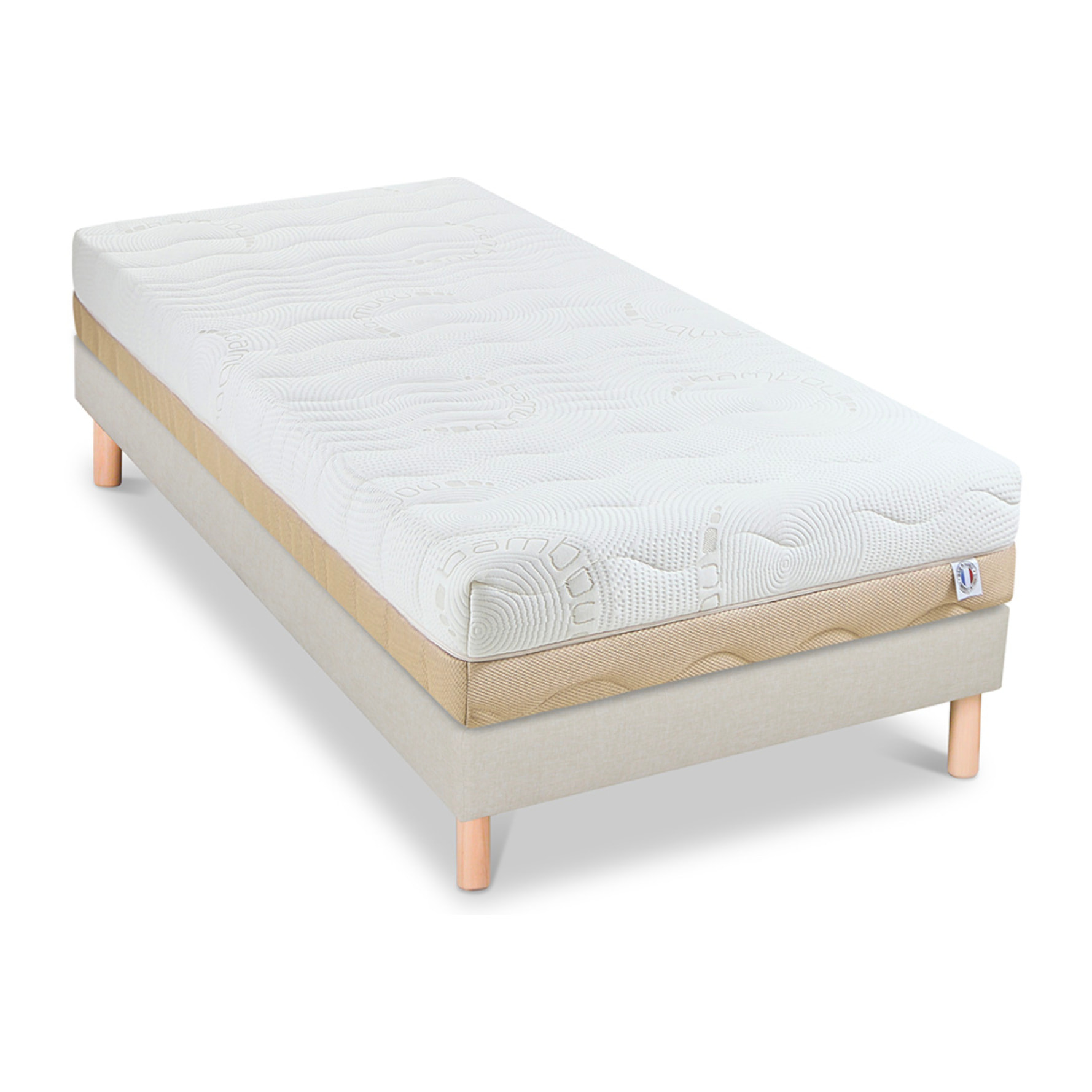 Ensemble Matelas 4 Saisons & Sommier Lino, 24 cm, Mémoire de Forme Biogreen Déhoussable, Technologie Tri-Lattes, Soutien Ferme