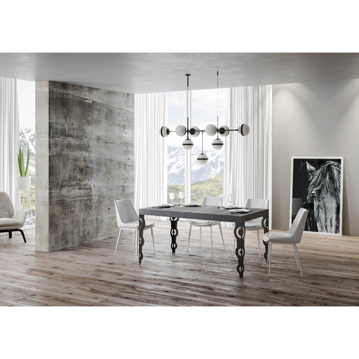 Tavolo allungabile 90x200/304 cm Karamay cemento telaio Antracite