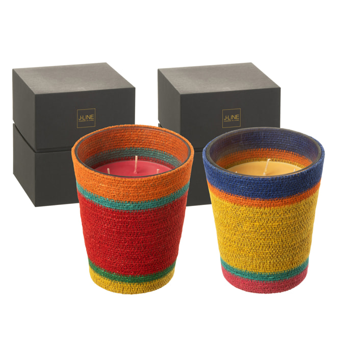 J-Line bougie parfumée Panier - Woody Aurora - mix - large - 2 pièces - 75H
