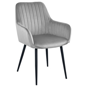 Set di 2 sedie Solden in velluto grigio argento e gambe nere