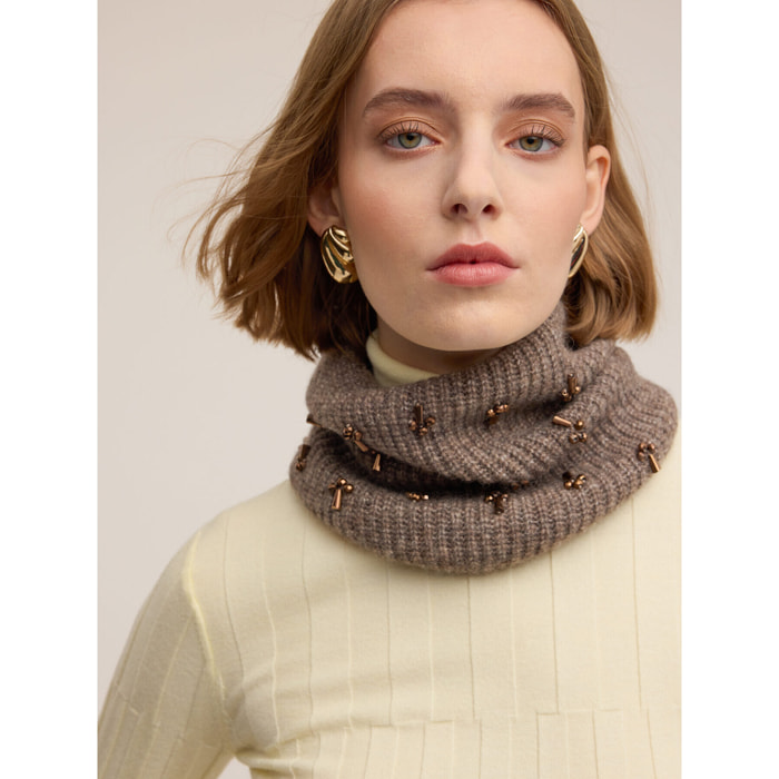 Motivi - Scaldacollo in maglia con pietre - Marrone