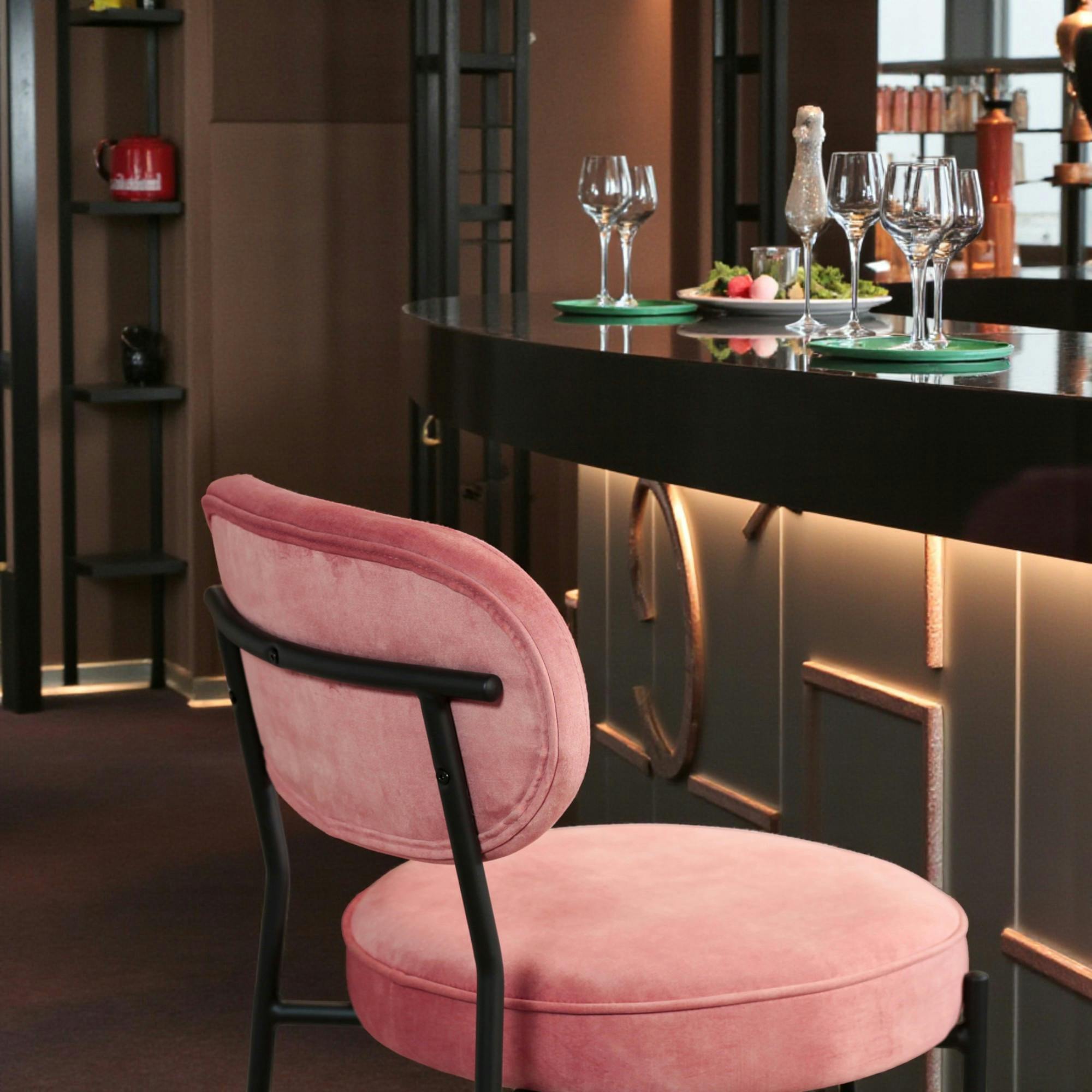 Lot de 2 tabourets de bar velours rose FLORENCE