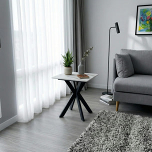 Bout de canapé design en céramique blanche marbrée OTTAWA