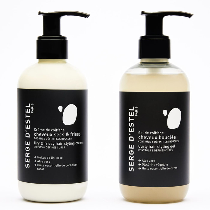 Cheveux Bouclés - Coffret Gel et Crème de Coiffage 2x250ml
